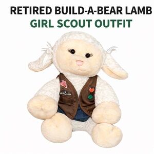 Build A Bear Lamb Plush w Girl Scout Vest Outfit Retired Sheep Stuffed Animal
